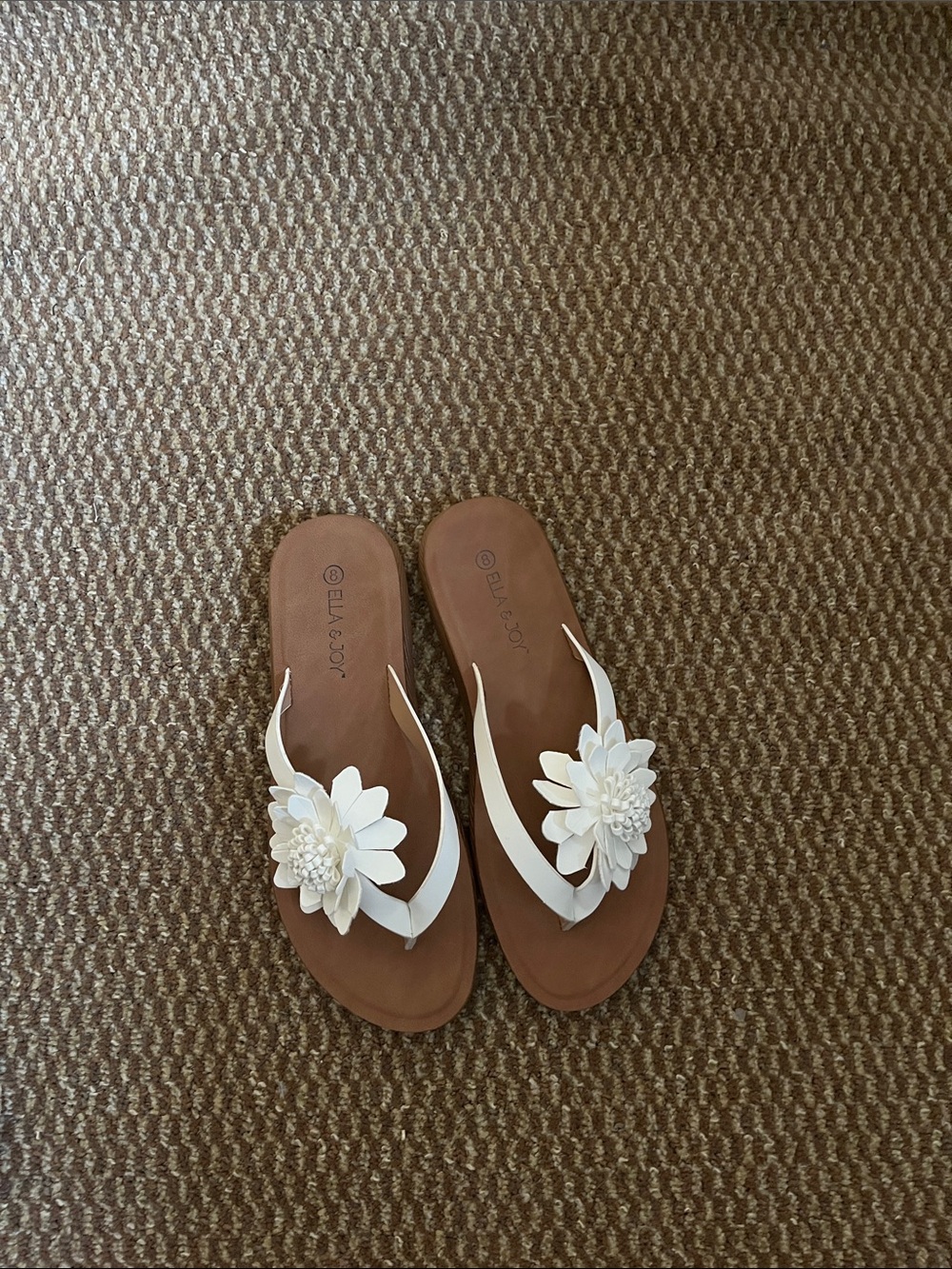 White Floral Toe-Post Sandals for Women